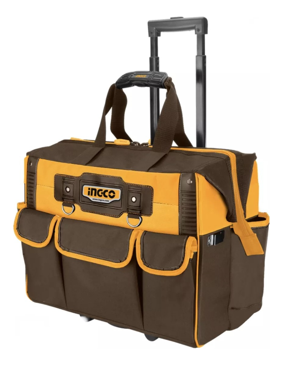 Bolso Valija Porta Herramientas 19 Bolsillos Ingco 20puLG Color Naranja Oscuro - Imagen 2