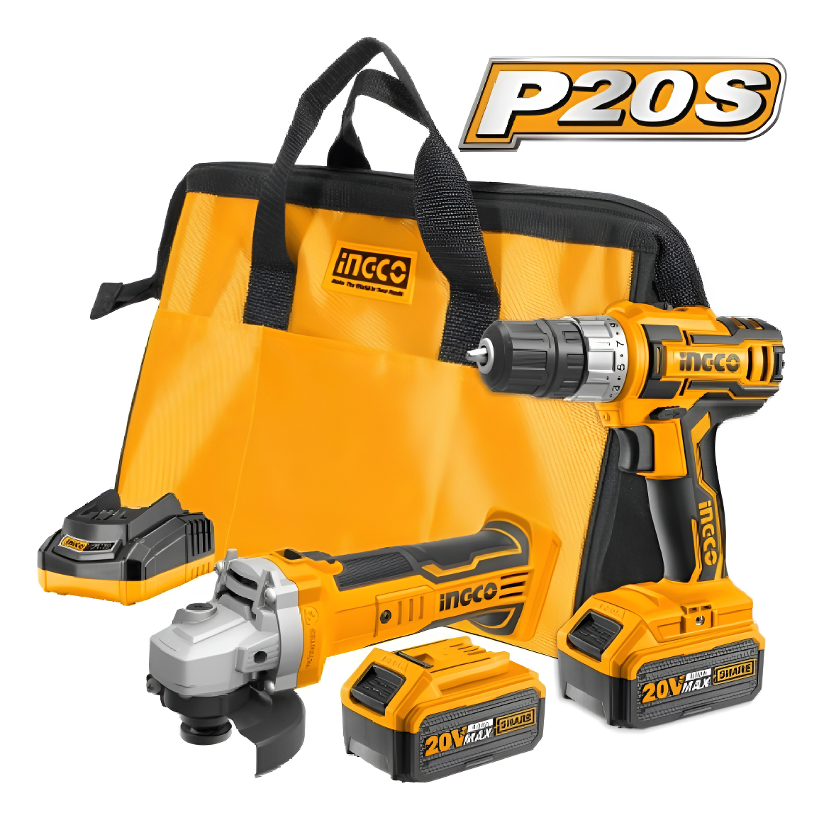 Kit Amoladora Angular 20v + Atornillador 20v Ingco Ckli2009