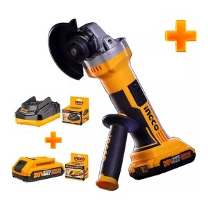 Amoladora Angular Ingco 4  1/2 '' + Bateria Litio Ion 20v + Carg