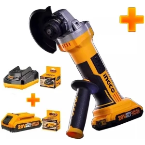 Amoladora Angular Ingco 4 1/2 '' + Bateria Litio Ion 20v + Carg