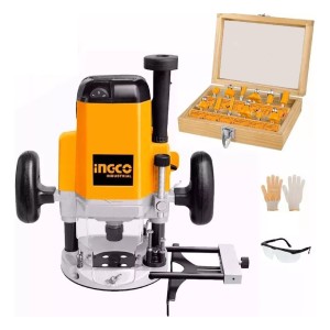 Kit Trompo Ingco Router Fresadora 2200w + 12 Fresas De 6 Mm