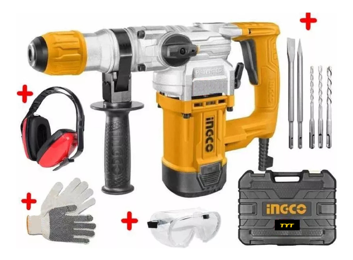 Rotomartillo 1050w 4,5j Sds Plus 3800bpm Ingco Rh10506 Color Amarillo Frecuencia 50 Hz/60 Hz