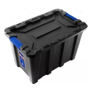 Caja Contenedor Plastico Apilable Negro 55lt Wadfow Wtb3355