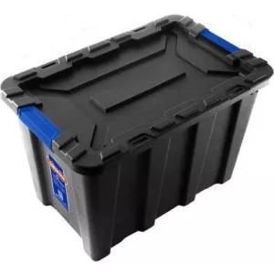 Caja Contenedor Plastico Apilable Negro 55lt Wadfow Wtb3355
