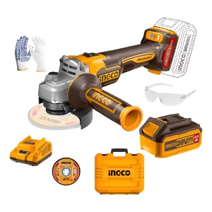 Amoladora Ingco + 2 Baterías 4ah + Cargador Y 10 Discos Color Naranja Claro Frecuencia 50hz-60hz