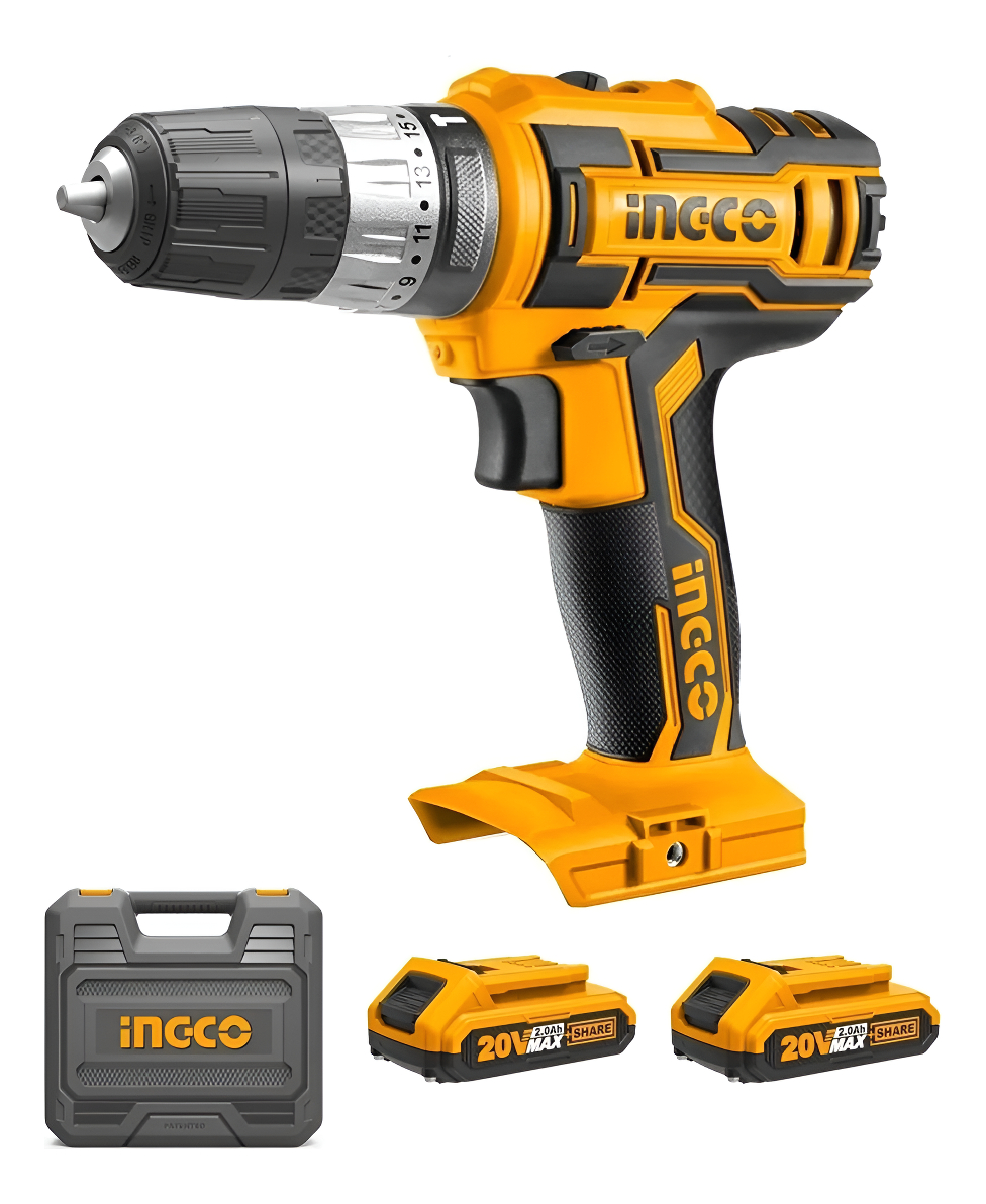 Taladro Atornillador Percutor 20v Ingco 2 Bateria 1.5ah