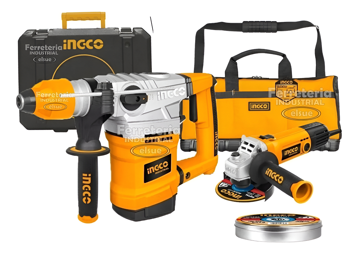 Combo Ingco Rotomartillo 1800w Amoladora 850w C/valija-bolso