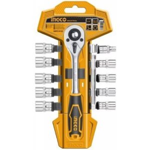Juego 12 Pza 10 Dados Tubo Llave Crique 1/4 Ingco Hkts14122