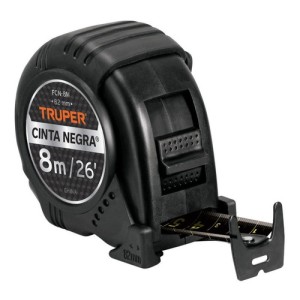 Cinta Metrica Negra Extra Ancha Contra Impactos Truper 8 Mts