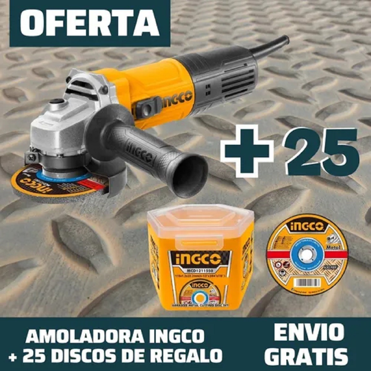 Amoladora Ingco 750w + 25 Discos Regalo - Tyt - Imagen 2