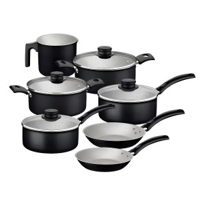 Batería De Cocina Tramontina Turim 11 Pzas Con 11 Piezas De Aluminio Negro