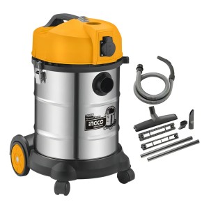 Aspiradora Seco Humedo 1400w Ingco Vc14301 Color Plateado/amarillo/negro