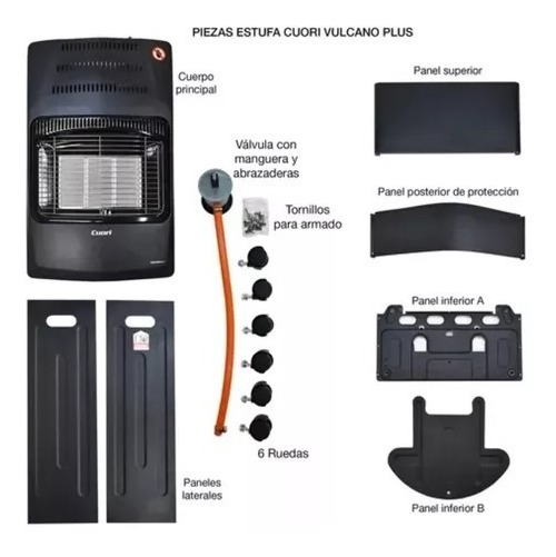 Estufa Supergas Con Válvula Cuori Sensor De Alta Seguridad Color Negra - Imagen 5