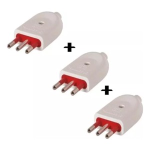 Ficha Macho 3 En Linea 10 Amp Conatel Pack X 3 Blanco - Tyt