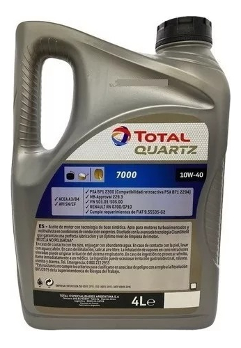 Aceite Para Motor Total Semi-sintético 10w-40 Para Auto/camioneta De 1 Unidad X 4l - Imagen 4