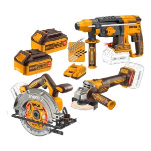 Kit Amoladora 20v Sierra Circular Rotomartillo Ingco Batería
