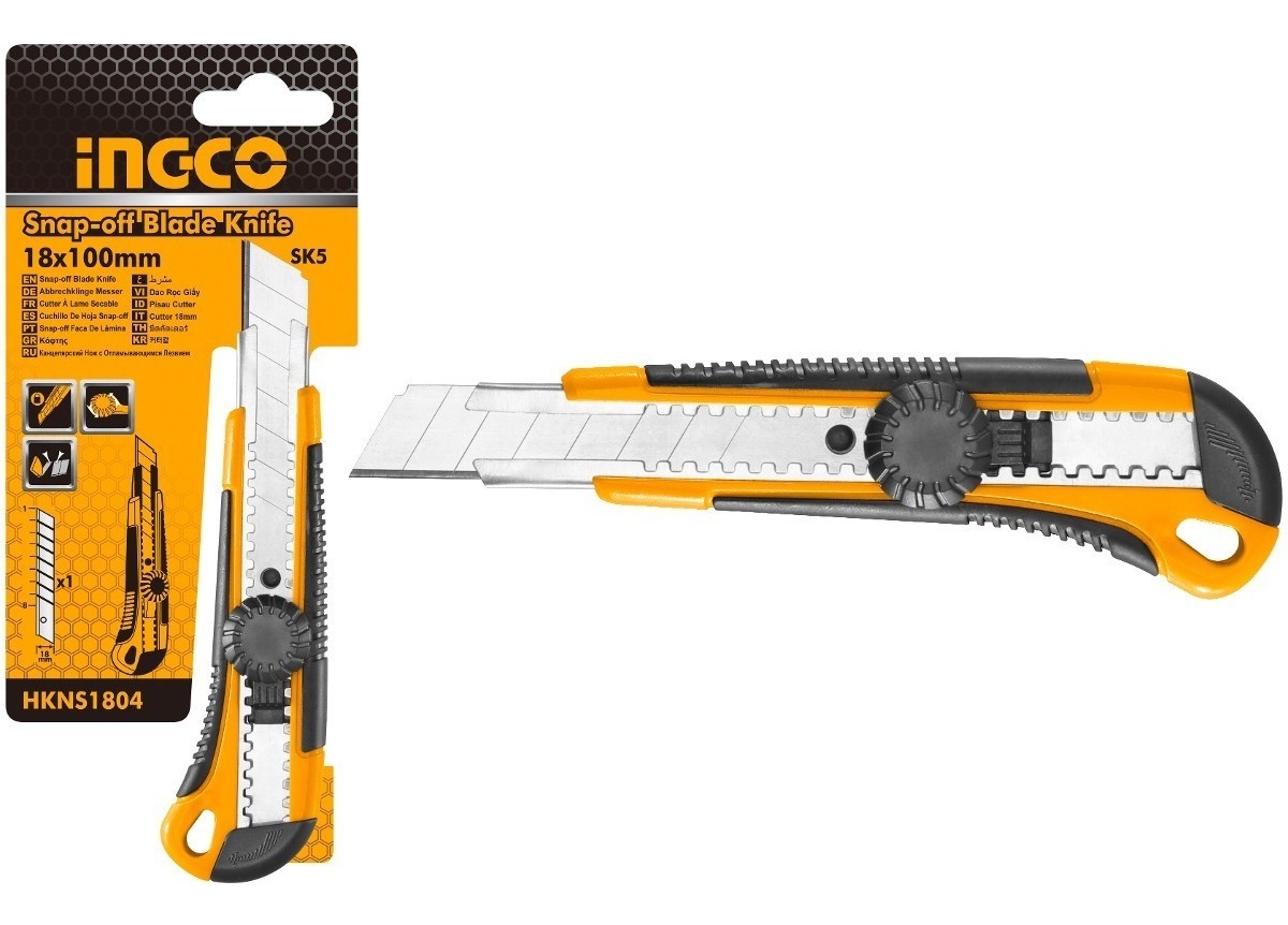 Trincheta 18 Mm Ingco Hkns1804 Con 1 Hoja Material Sk5 Soft - Imagen 2