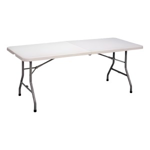 Mesa Plegable Tipo Valija 152 Cm Blanca Color Blanco