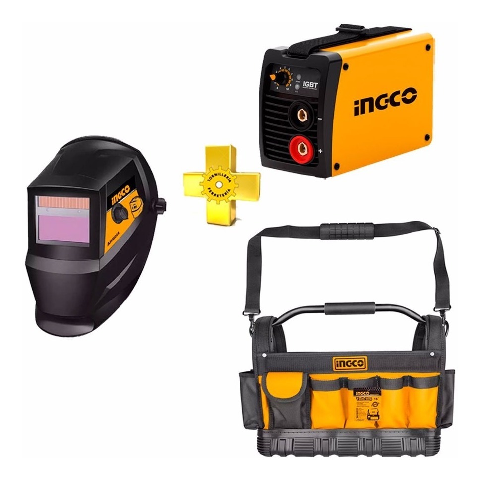 Super Kit Soldadora Inverter Ingco 180 Amp + Careta + Bolso