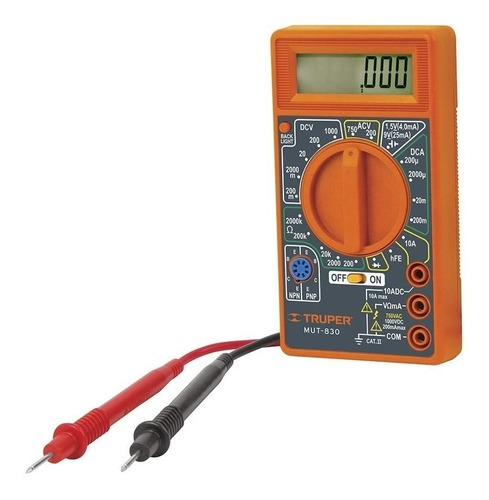 Tester Multimetro Digital Truper Mut-830 Diodo Transistor - Imagen 3