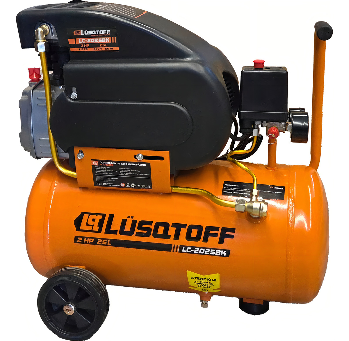 Compresor De Aire Eléctrico Portátil Lüsqtoff Lc-2025bk 25l 2hp Naranja 50 Hz - Imagen 5
