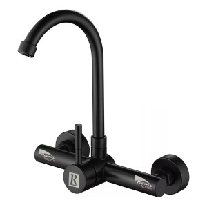 Monocomando Palito Cocina Pared 20cm Rimontti Negro Mate