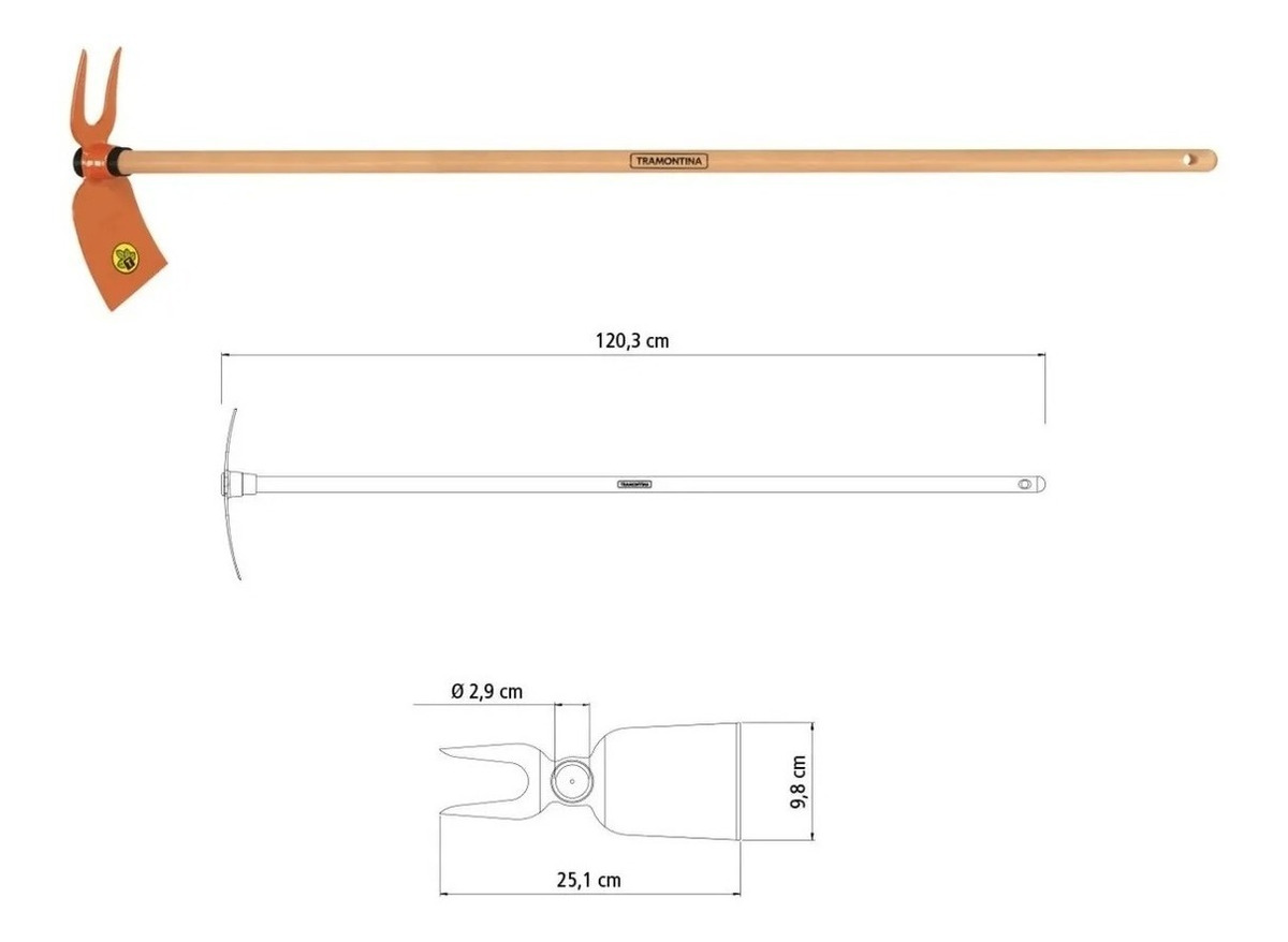 Kit Huerta Pala+ Escardillo+ Azada + Horquilla Tramontina Ty - Imagen 3