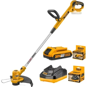 Bordeadora Inalambrica Cesped Bateria Cargador Ingco Color Amarillo