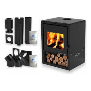 Calefactor Premium Leña Front 150m2 Kit Pared