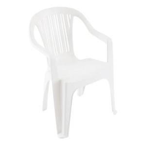 Silla Pvc Reforzada Con Apoya Brazos Blanca Hasta 140kg Tyt