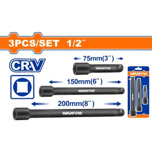 Set X 3 Barra De Extensión Dado Impacto 1/2 Wadfow Wms7403
