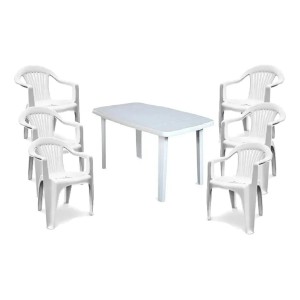 Juego De Patio Mesa Tyt Mas 6 Sillas Blanco Jardín