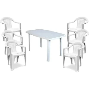 Juego De Patio Mesa Tyt Mas 6 Sillas Blanco Jardín