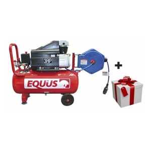 Compresor Equus 3hp 35 Litros Con Carretel Retractil 8m Tyt