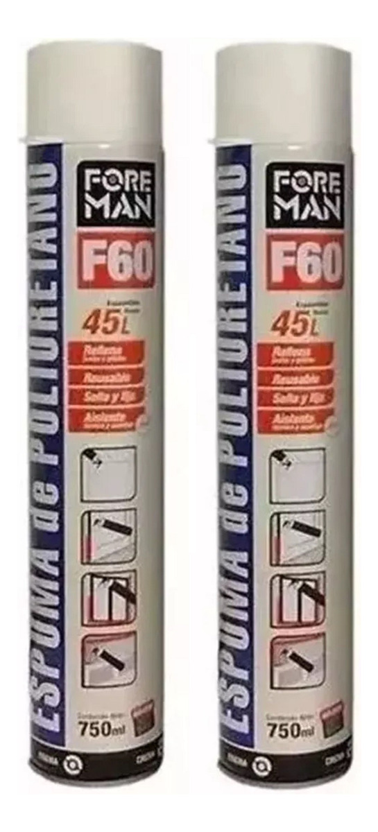2 Espumas De Poliuretano Exp. Foreman X2 C/canula 750ml