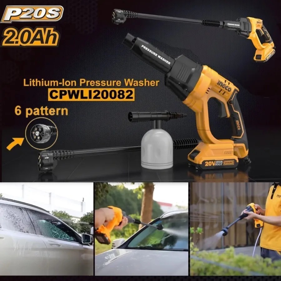 Hidrolavadora Bateria 20v P20s Ingco Autoaspiracion De Agua Color Amarillo Naranja 50 Hz/60 Hz - Imagen 3