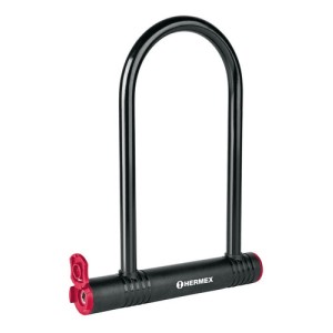 Candado Traba Tipo U 20cm Candado Moto Bicicleta Hermex Color Negro