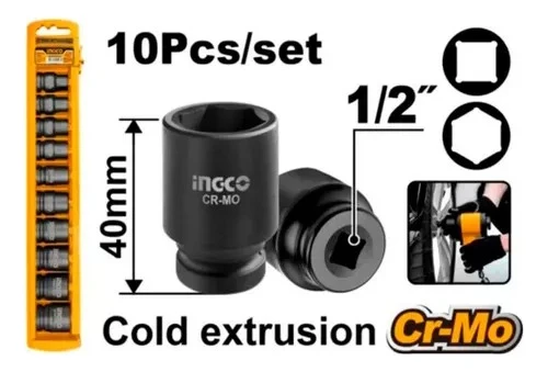 Set Dados Ingco 1/2 Llave De Impacto 10 Dados Nro 10 - 24 - Imagen 2