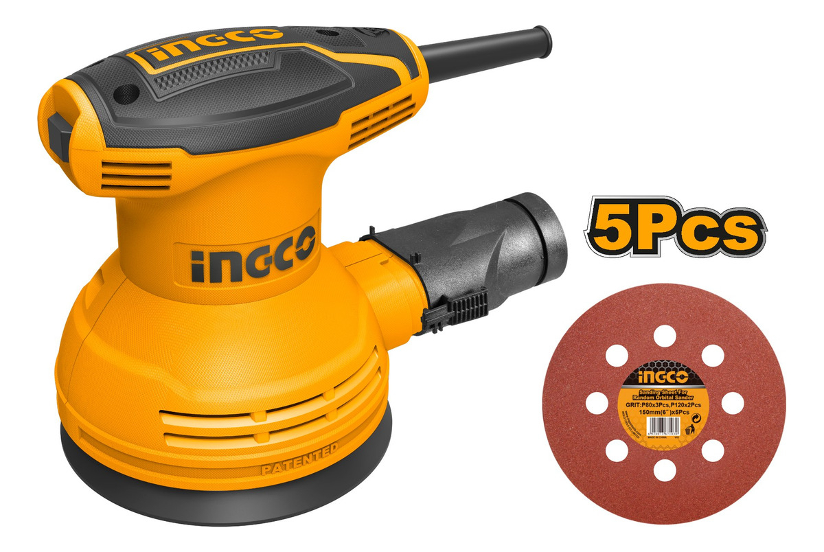 Lijadora Roto Orbital Industrial 5 320w Ingco Rs3208 + 5 Lijas Naranja 50 Hz/60 Hz - Imagen 2