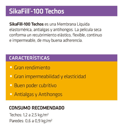 Membrana Líquida Sikafill 100 Para Techos Blanco Balde 4 Kg Acabado Mate - Imagen 2