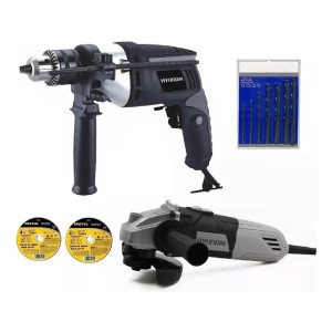 Kit Herramientas Hyundai Hobbie Taladro + Amoladora +regalos