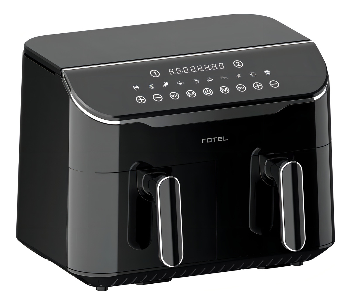 Freidora Sin Aceite Air Fryer Rotel Dual Canastos 4 + 4 Lt Color Negro