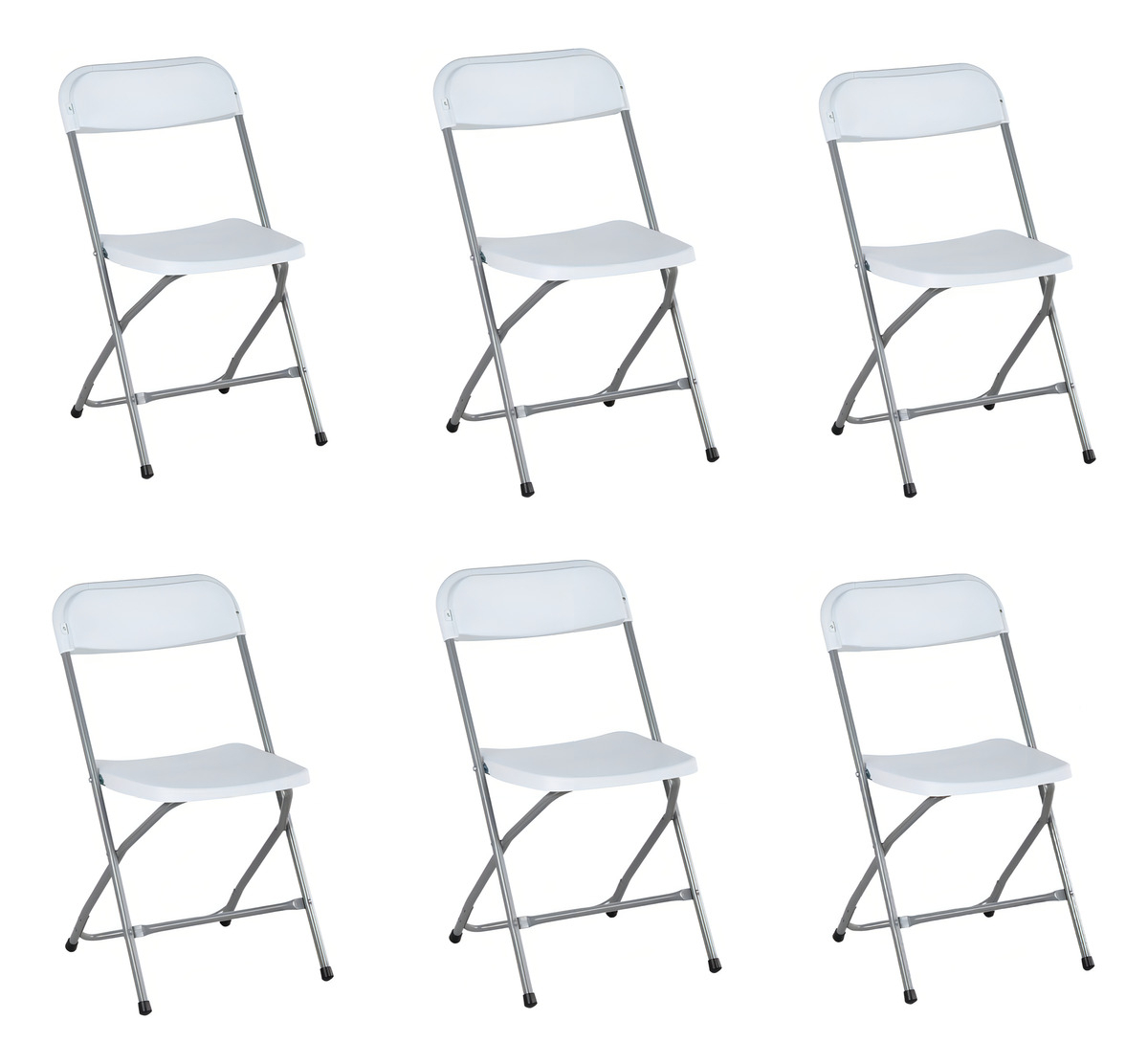 Set 6 Sillas Plegables Kingshouse Plástico Reforzado Blanco Jardín Eventos Liso