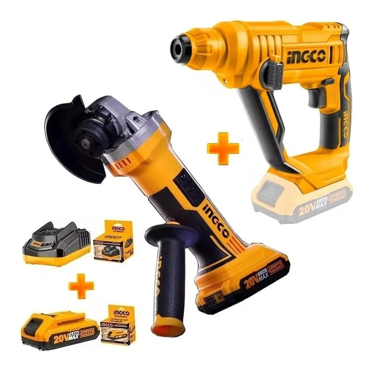 Amoladora A Bateria 20volt + Taladro A Bateria Ingco - Imagen 2