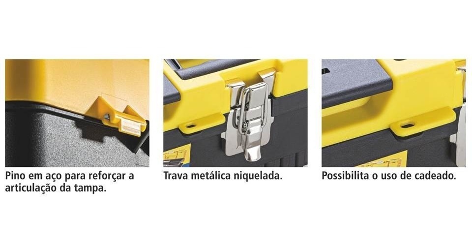 Caja De Herramientas Tramontina 43803020 De Plástico 24cm X 50.8cm X 24cm Negra Y Amarilla - Imagen 3