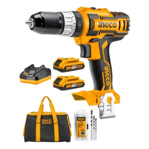 Taladro Atornillador Percutor Ingco 20v 2 Baterías Bolso Acc