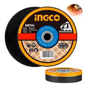Lata X 25 Discos Corte Metal Esmeril Amoladora 115mm Ingco Color Naranja Claro