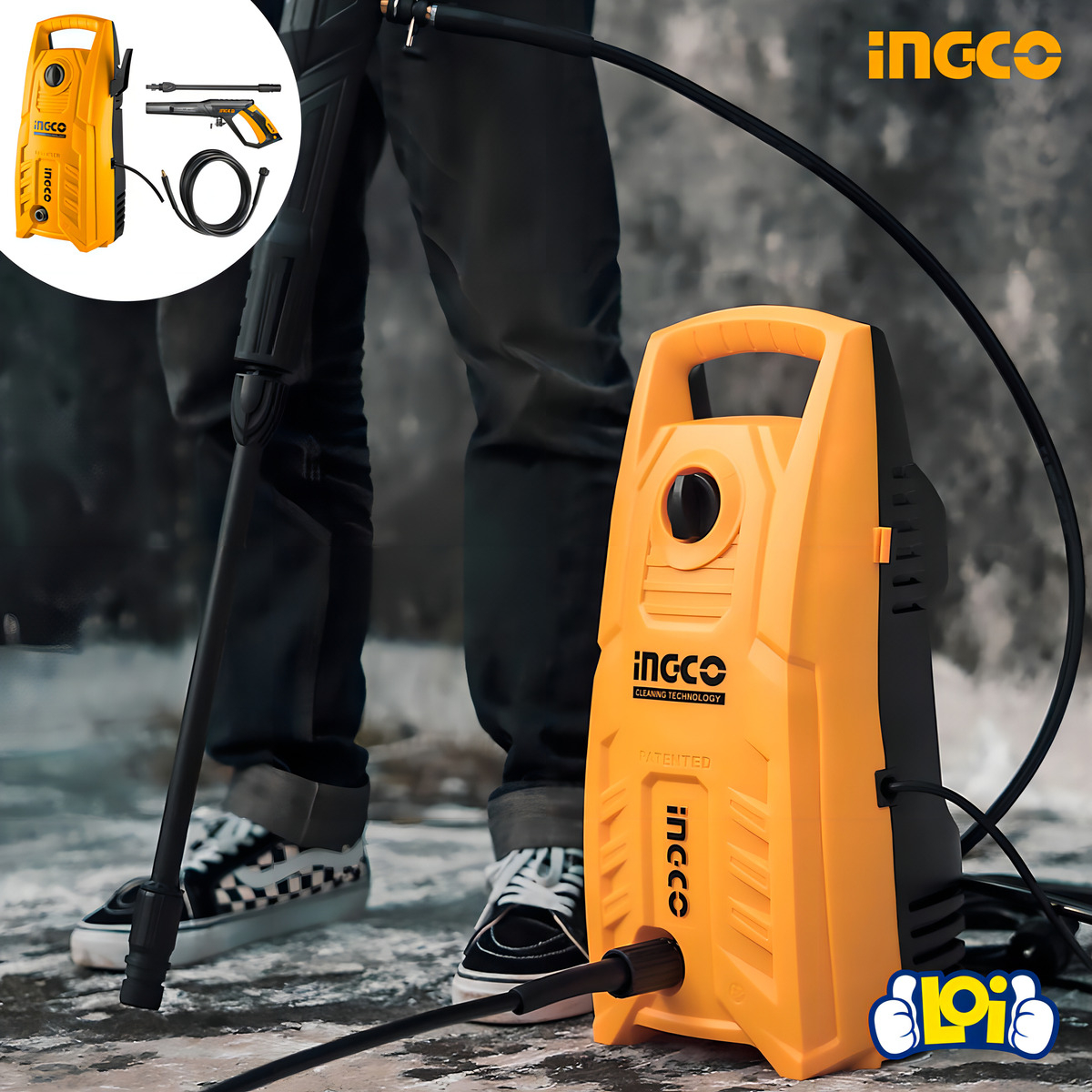 Hidrolavadora Ingco 1400w Alta Presión Carros Caiones Naranja - Imagen 5
