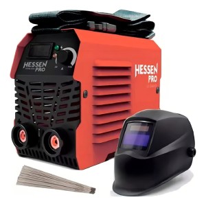Soldadora Inverter Hessen 200a Monofásica 220v Con Careta Fotosensible Rojo