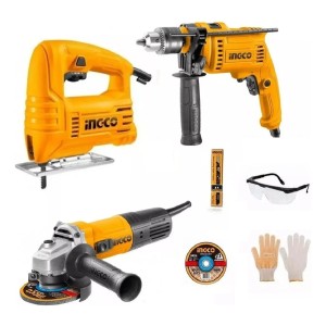 Kit Caladora 400w Ingco+ Taladro 680w + Amoladora 750w -